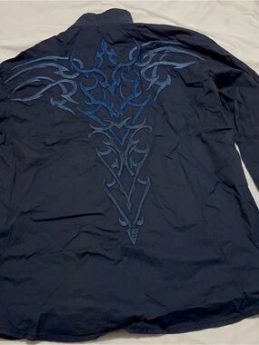 Roar Men's XL Blue Collared Button-Up Long Sleeve Embroidered